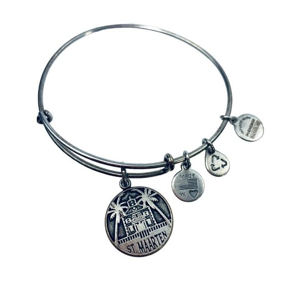 Alex and Ani Silver St. Maarten Charm Bracelet - Expands 2"- 3.5" - Picture 1 of 2